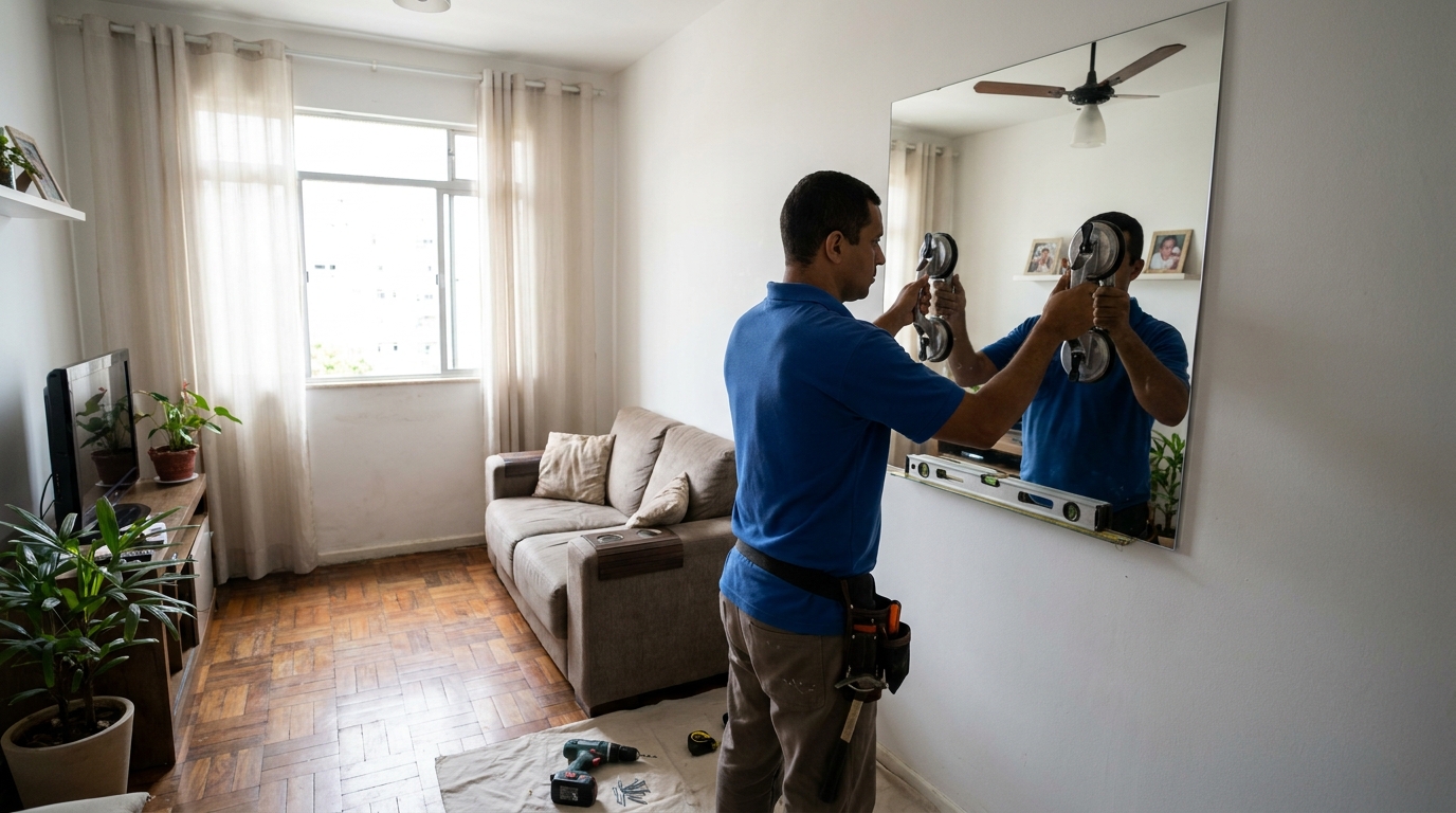 Espelho sob medida com parquet em Lauro de Freitas-BA