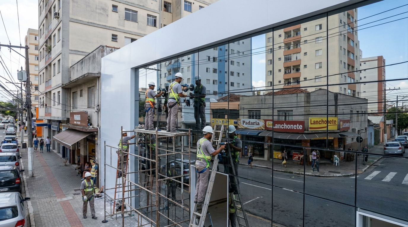 Fachada espelhada em esquina em Lauro de Freitas-BA
